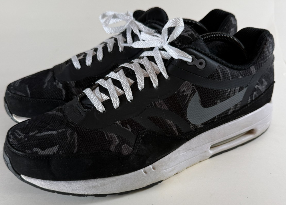 Nike Air Max 1 Tape Premium Black Gray Camo Men's Size 12 Shoes 599514-009 2013